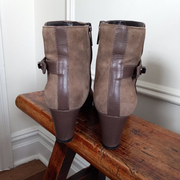 Aquatalia Brown Taupe Suede Wedge Boots Made in ITALY - Picture 7 of 14